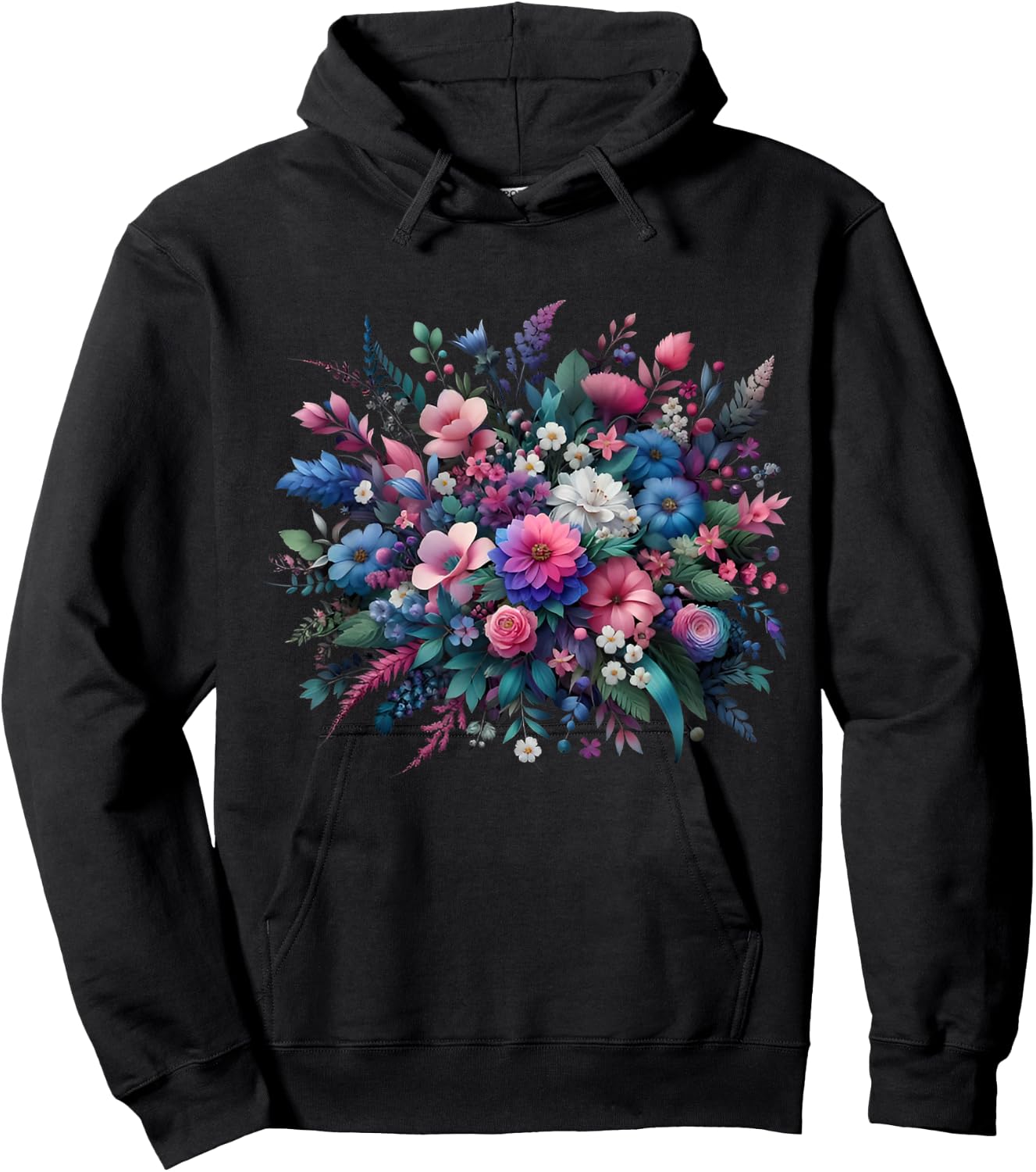 Vintage Flowers Women Wildflower Graphic Floral Gardening Hoodie - Hoodie | Black