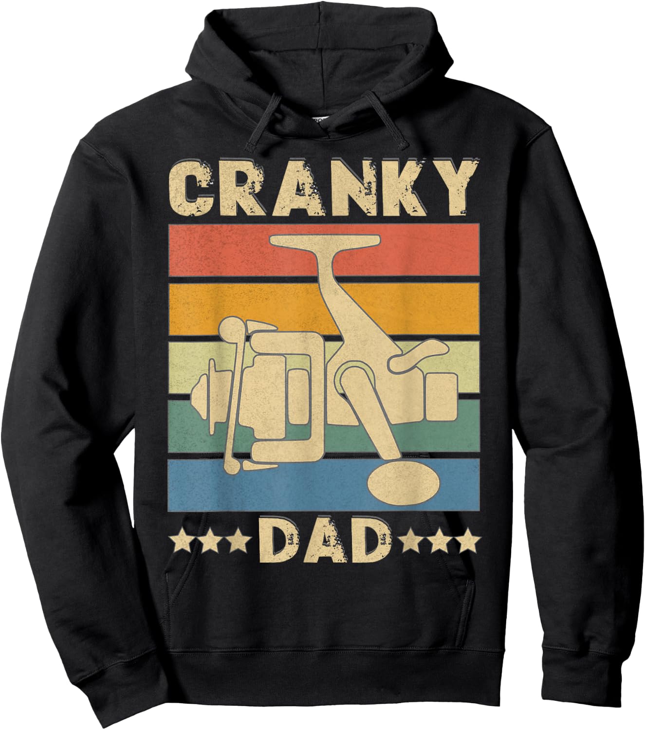 Cranky Dad Funny Fishing Reel Humor Father Fisherman Retro Hoodie - Hoodie | Black
