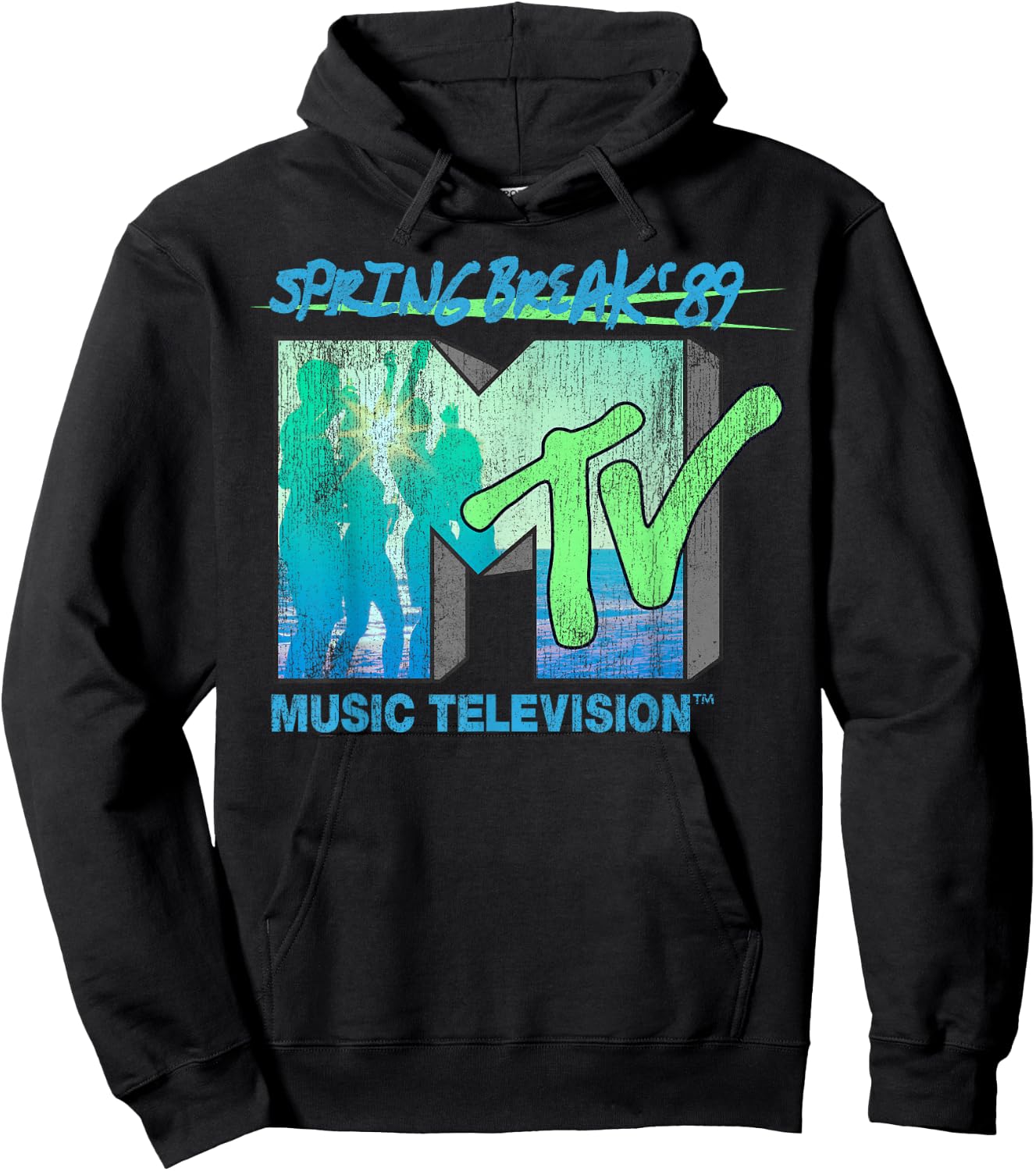MTV Spring Break 89 Retro Beach Logo Hoodie - Hoodie | Black