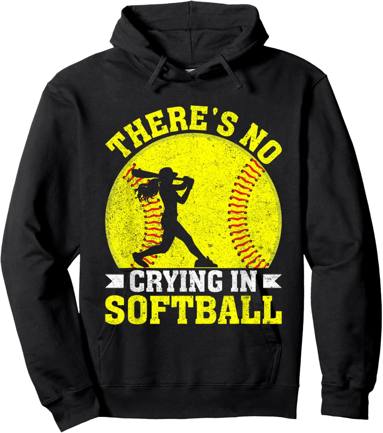 There's No Crying In Softball Motivational Quote Hoodie - Hoodie | Black
