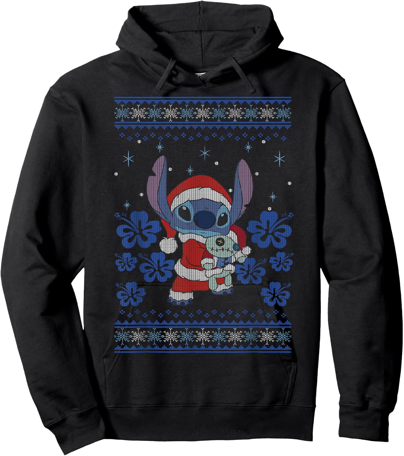 Disney Lilo & Stitch Christmas Stitch Sweater Style Hoodie - Hoodie | Black