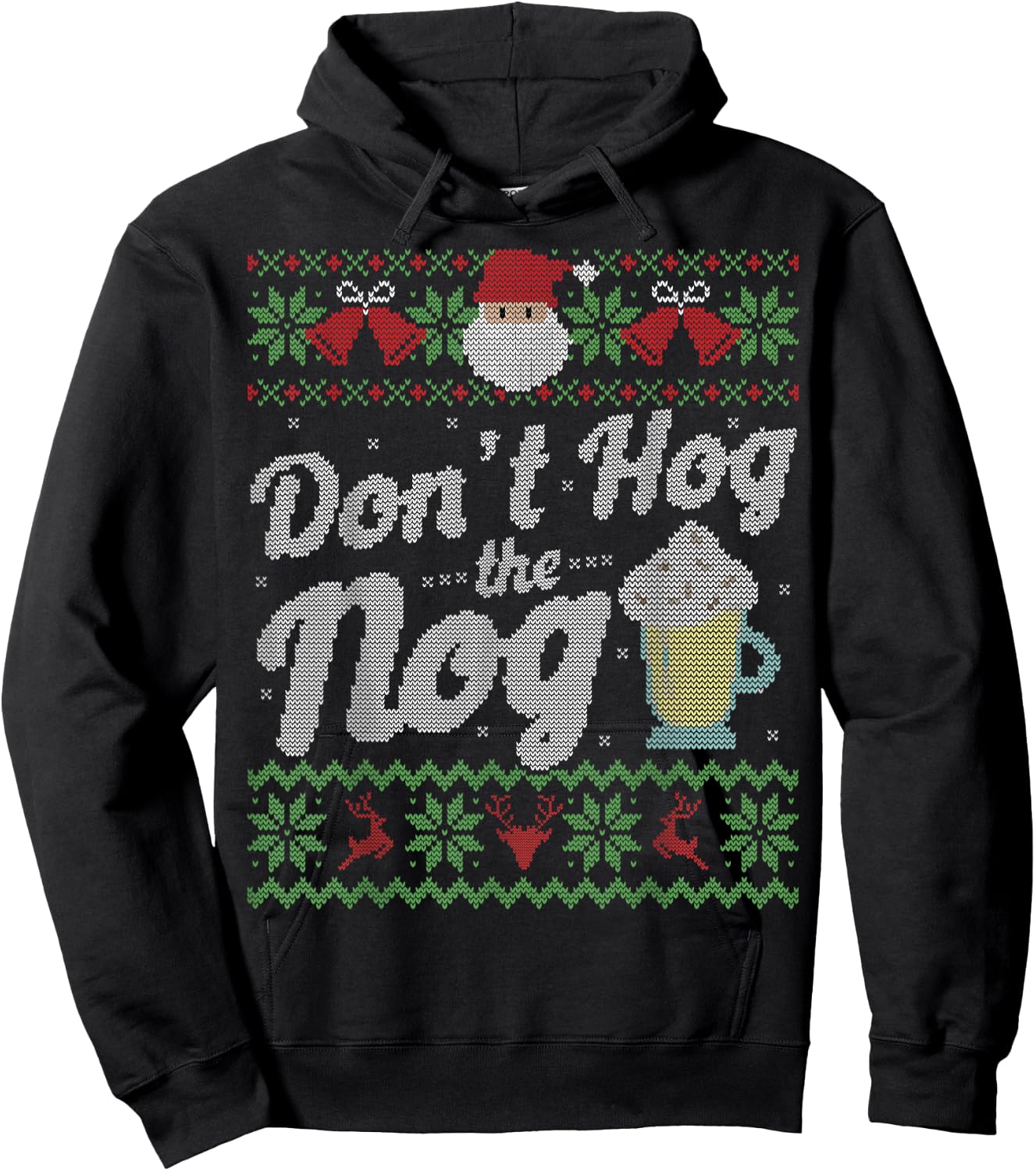 Funny Eggnog Hog the Nog Ugly Sweater Christmas Shirt Hoodie - Hoodie | Black