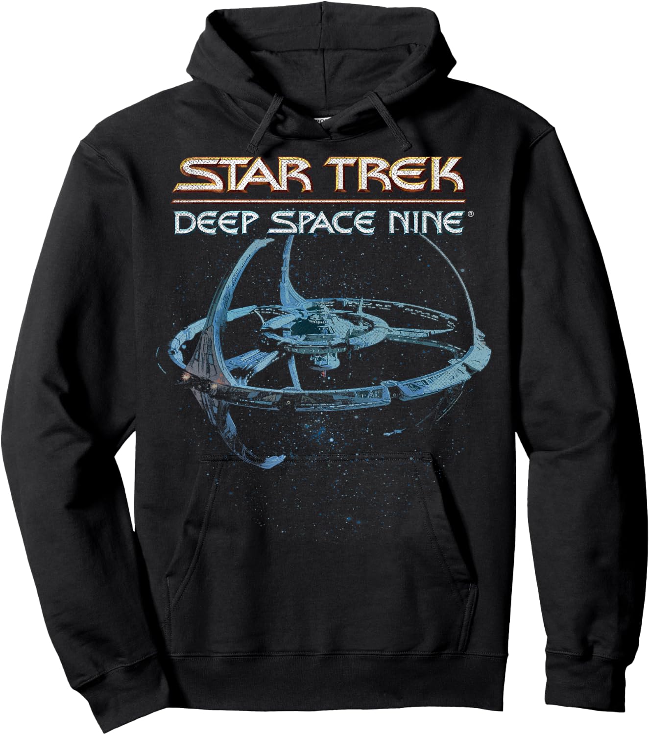 Star Trek: Deep Space Nine Space Station Logo Vintage Hoodie - Hoodie | Black