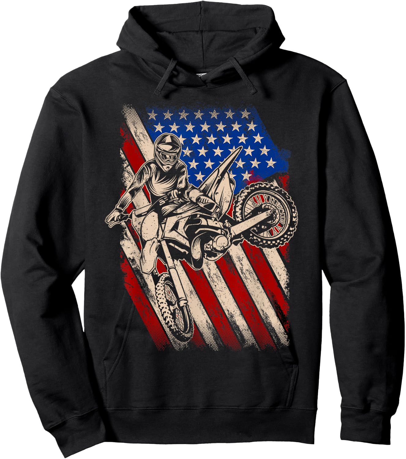 Dirt Bike Shirt Motocross Racing American Flag Dirt Biking Hoodie - Hoodie | Black