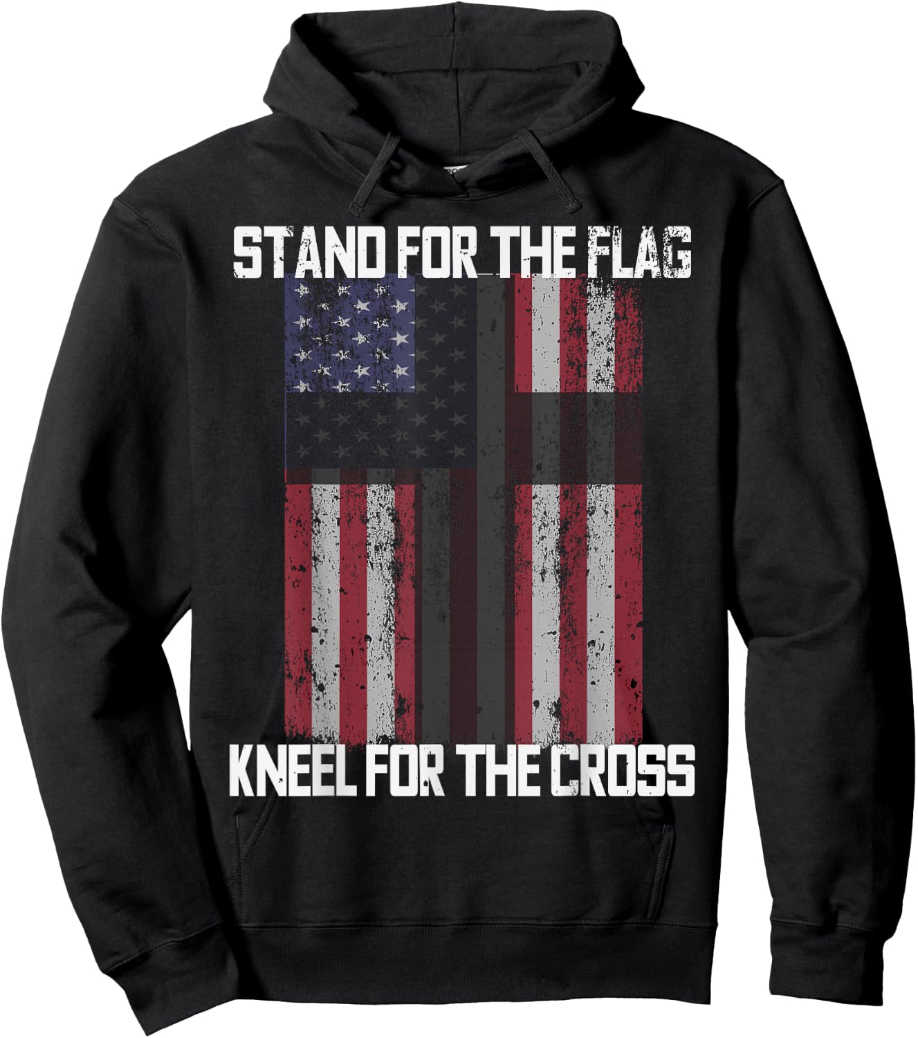 STAND FOR THE FLAG KNEEL FOR THE CROSS American Flag USA Hoodie - Hoodie | Black