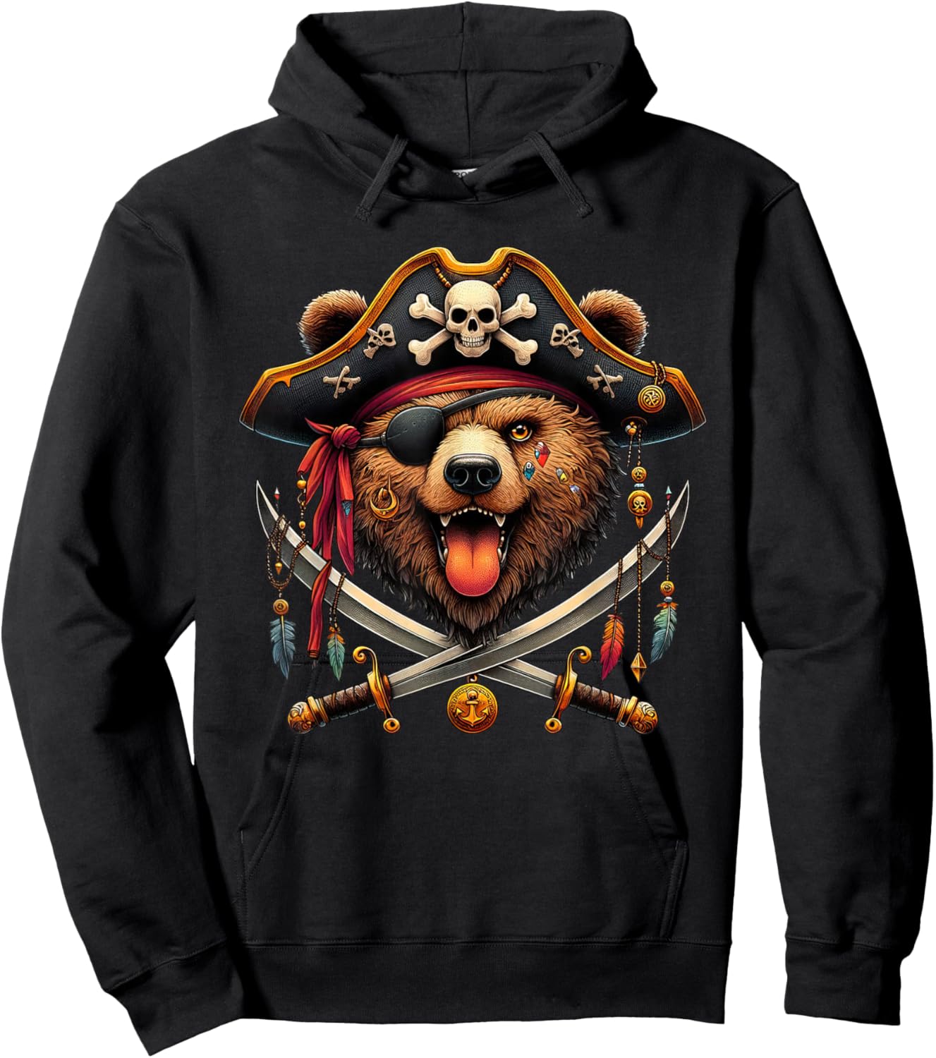 Funny Bear Pirate Halloween Kids Hoodie - Hoodie | Black