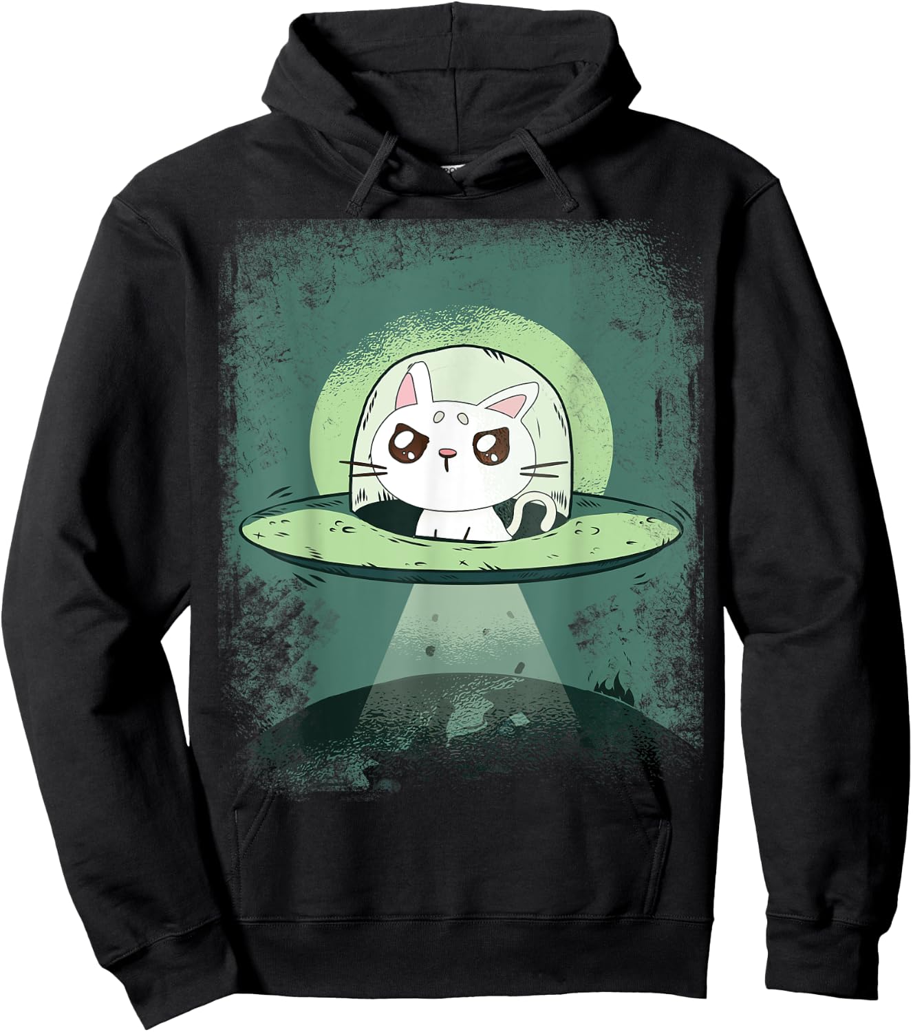Ufo Cat - Funny Space Cat Alien Abduction Men Women Hoodie - Hoodie | Black