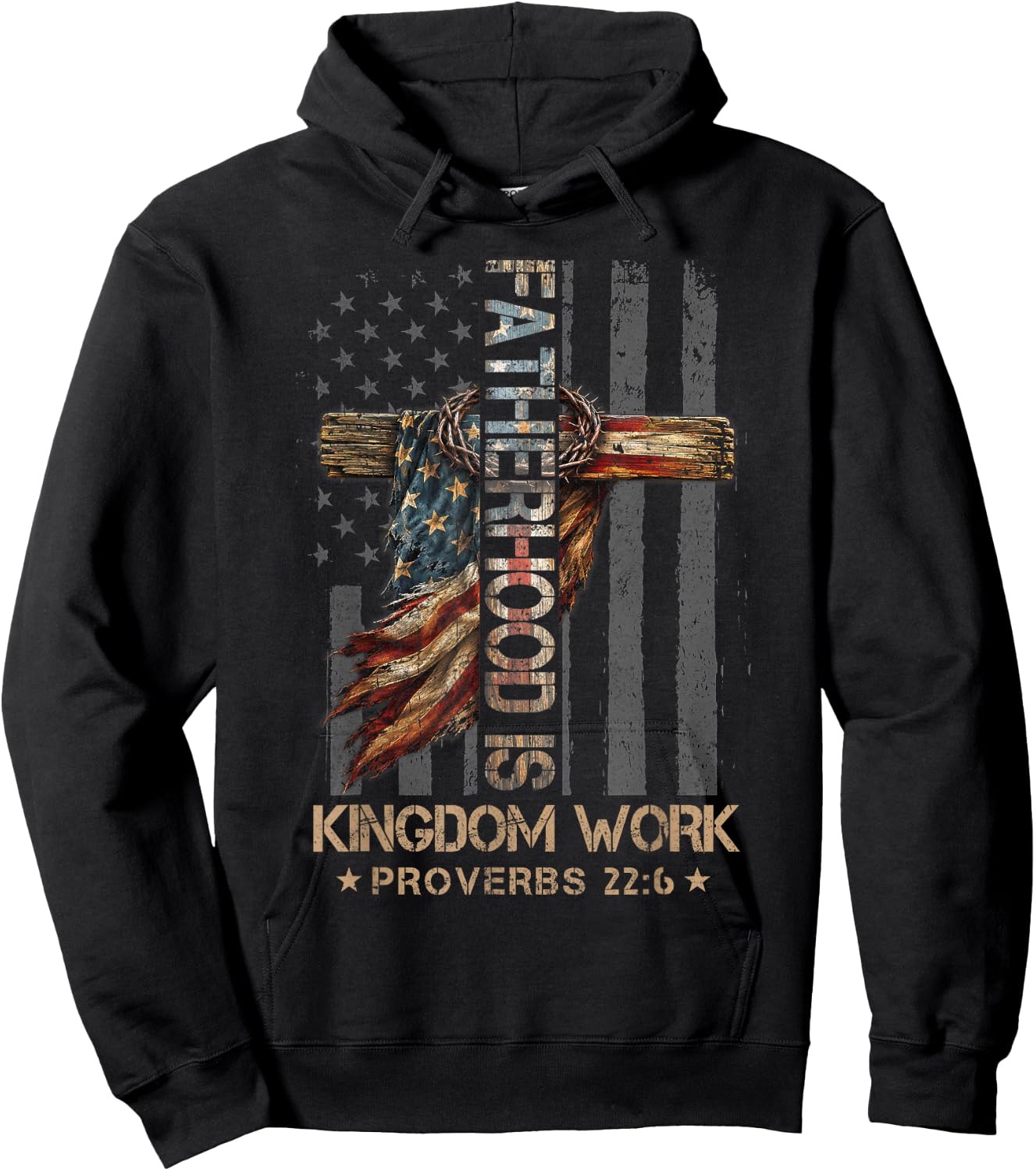 Fatherhood is Kingdom Work Christian Dad Men Father's Day Hoodie - Hoodie | Black