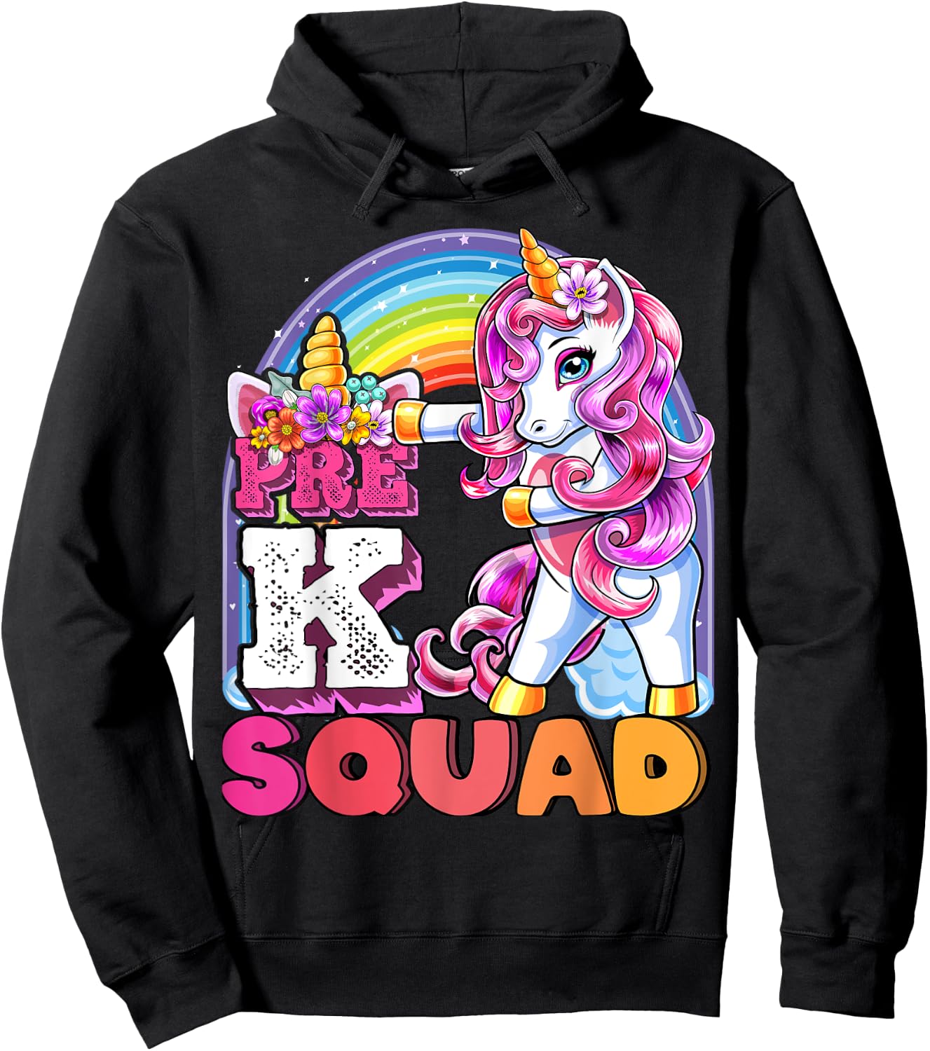 Pre-K Squad Flossing Unicorn Back to School Girls Gift Hoodie - Hoodie | Black