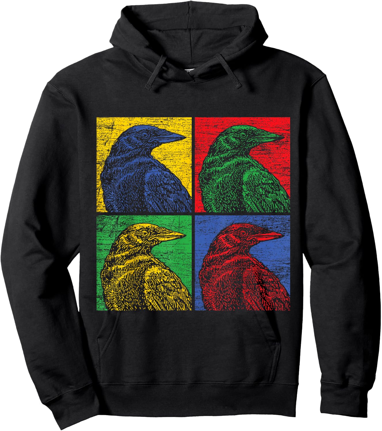 Crow Pop Art Vintage Raven Bird Lover Hoodie - Hoodie | Black