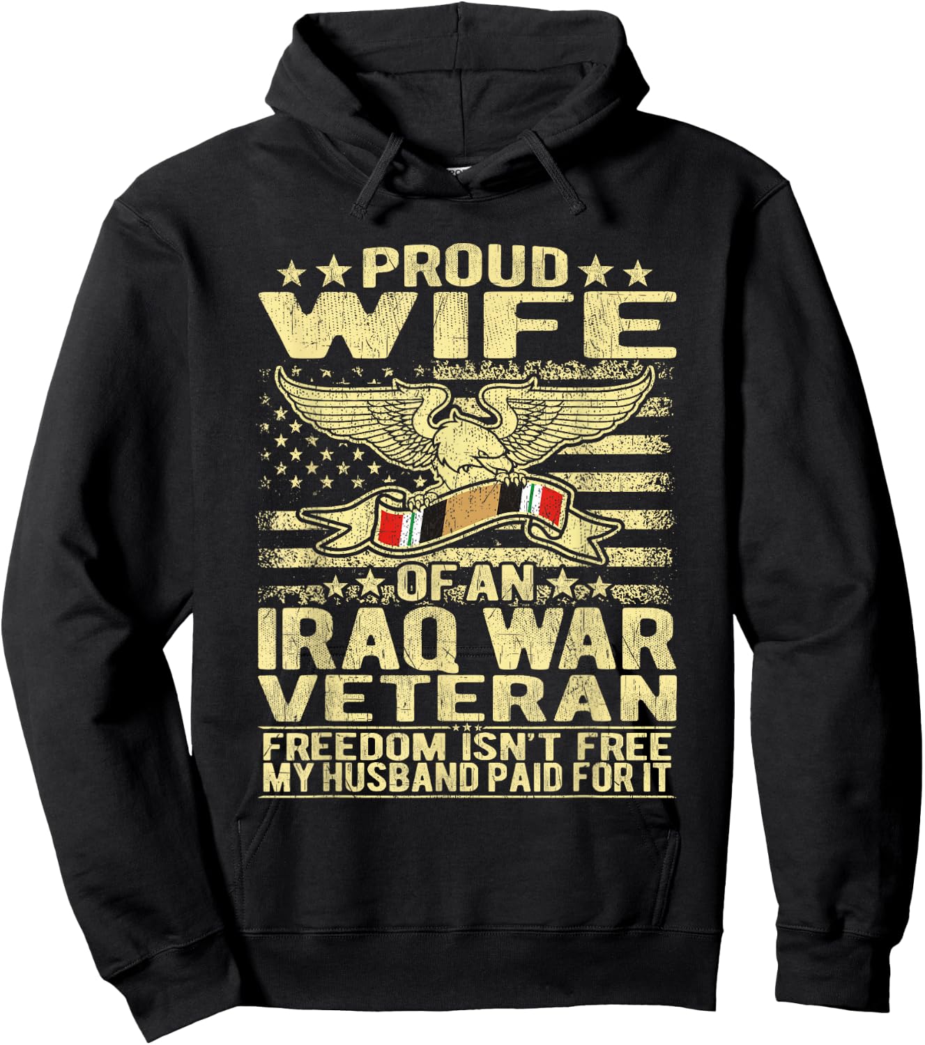 Proud Wife Of An Iraq Veteran Military Veteran's Spouse Gift Hoodie - Hoodie | Black