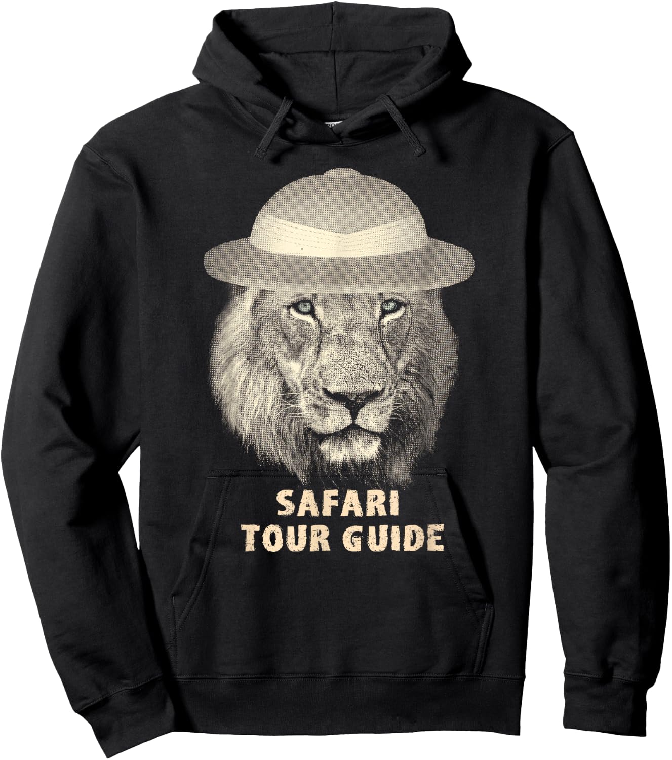 Funny Lion in Pith Helmet Safari Tour Guide Hoodie - Hoodie | Black