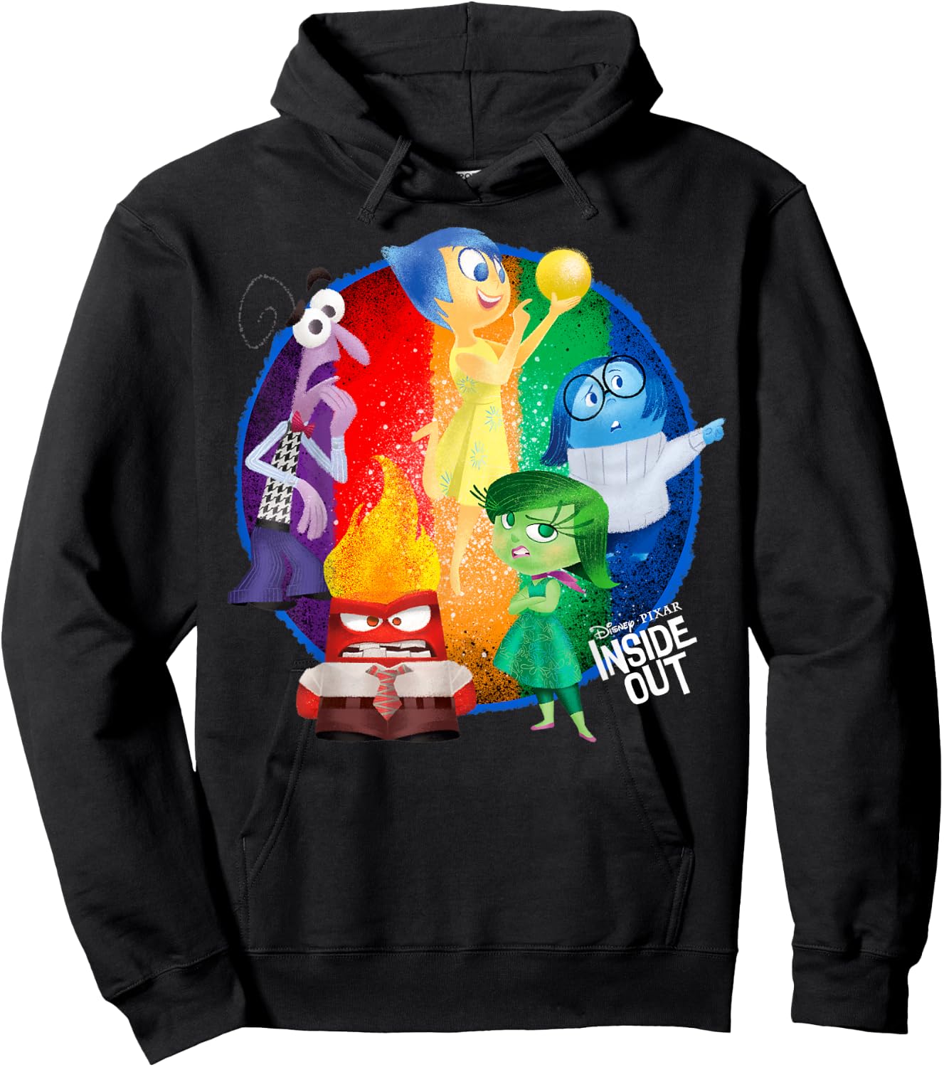 Disney Pixar Inside Out Colorful Circle Group Shot Hoodie - Hoodie | Black