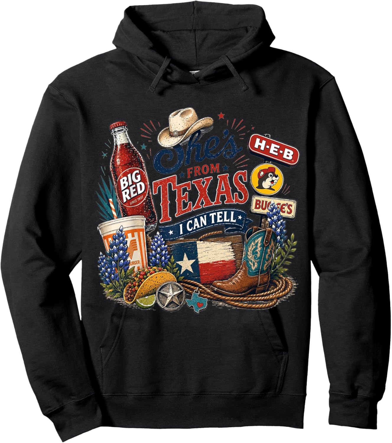 Shes from Texas I Can Tell State Pride Woman Hoodie - Hoodie | Black