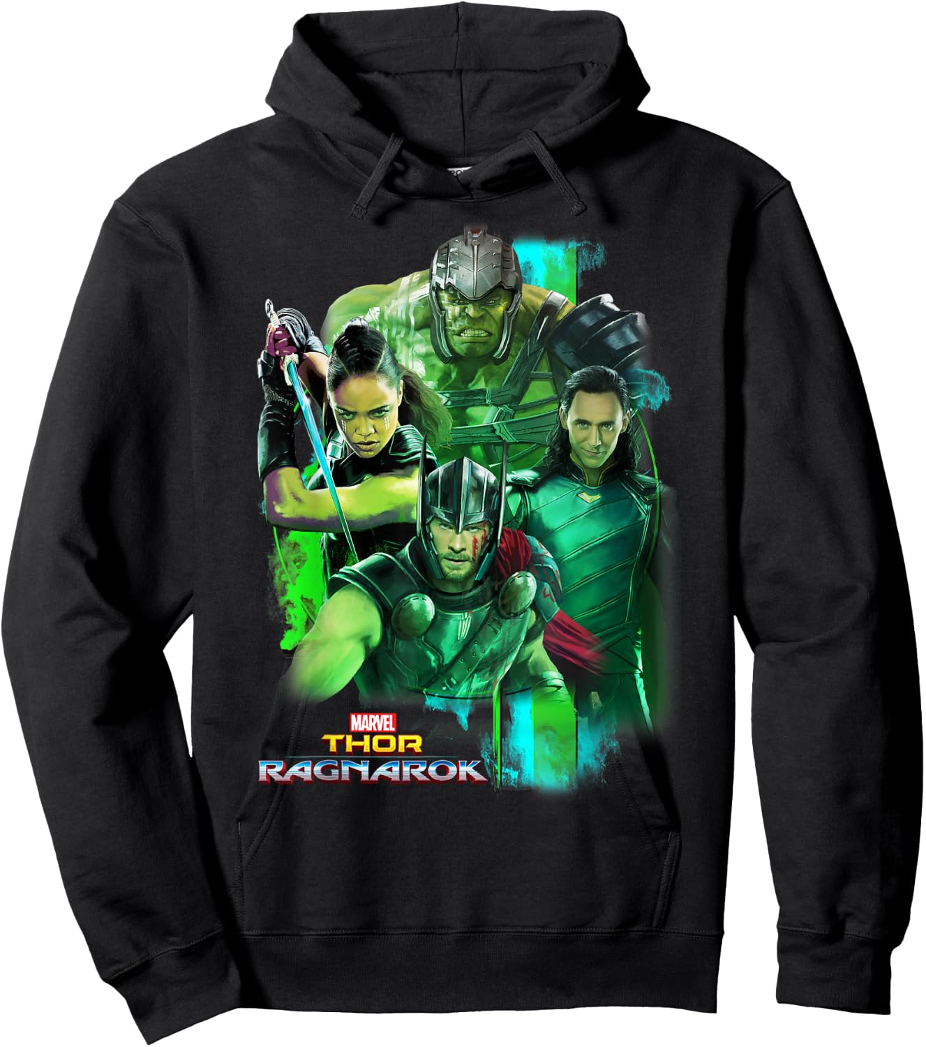 Marvel Thor Ragnarok Loki Hulk Valkyrie Team Graphic Hoodie - Hoodie | Black