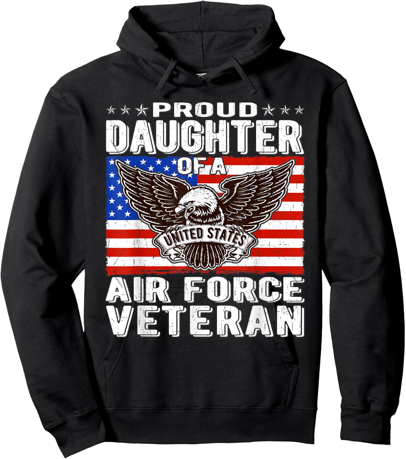Proud Daughter Of A US Air Force Veteran Patriotic Military Hoodie - Hoodie | Black