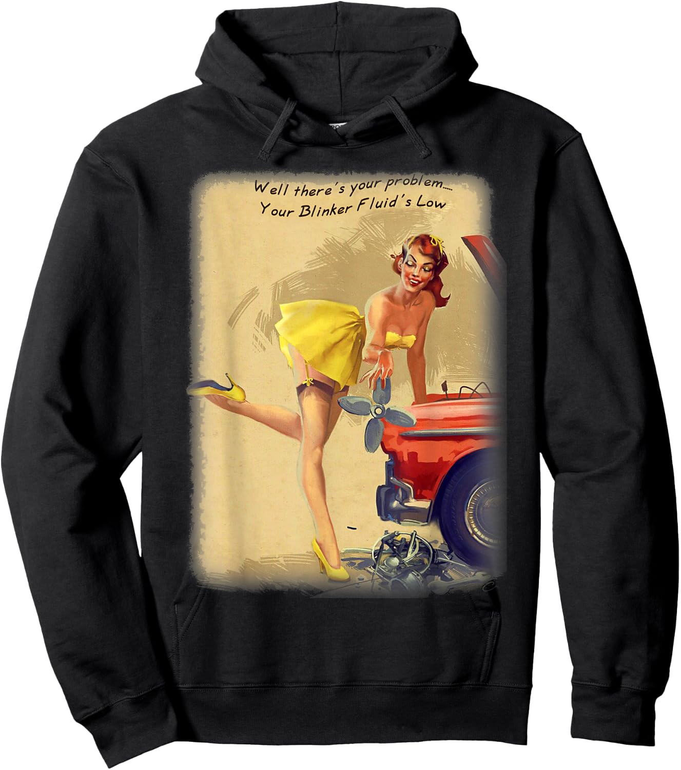 Pin Up Blinker Fluid Funny Joke Great Mechanics Gift Hoodie - Hoodie | Black