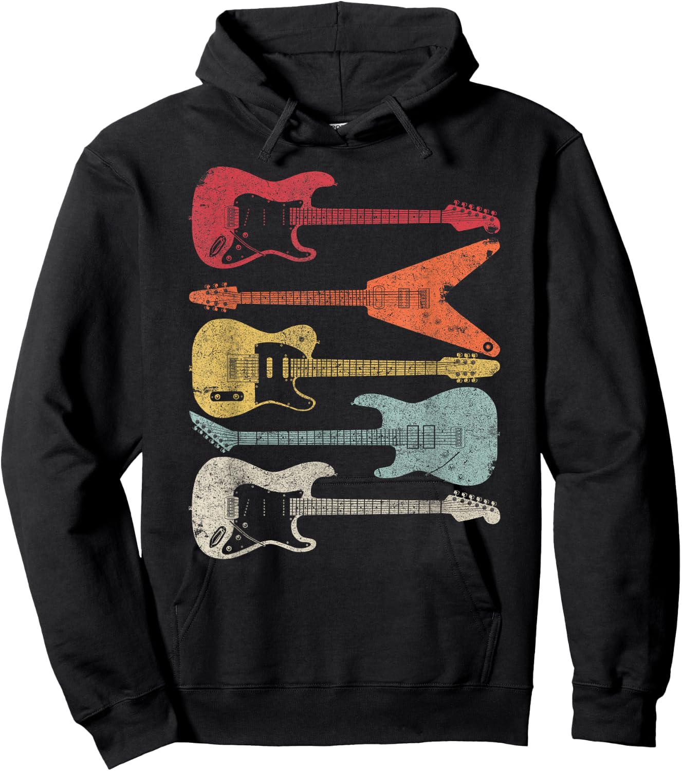 Guitar Shirt. Retro Style Gift Guitarist Hoodie - Hoodie | Black