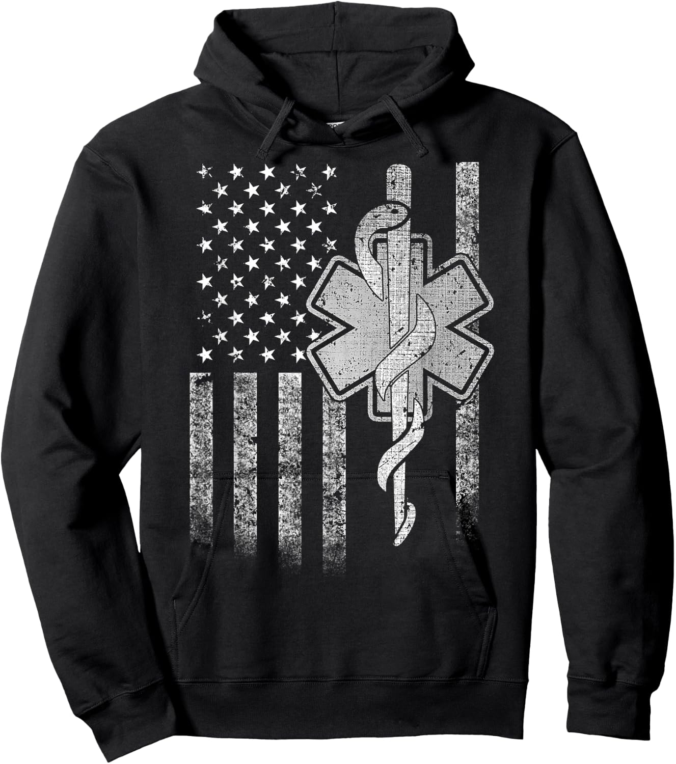 Two-Sided EMT First Responder American Flag Gift Men Hoodie - Hoodie | Black