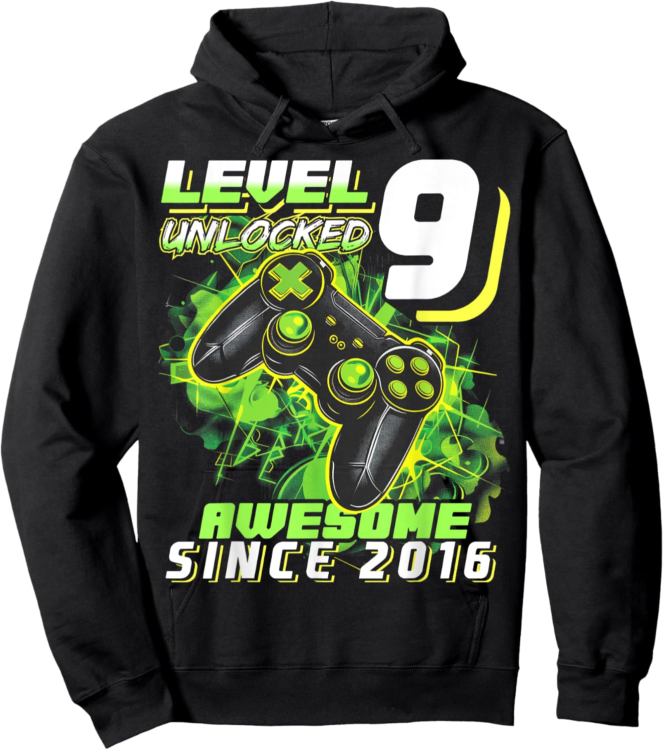 9th Birthday Boy Level 9 Gamer 9 Year Video Game Party Hoodie - Hoodie | Black