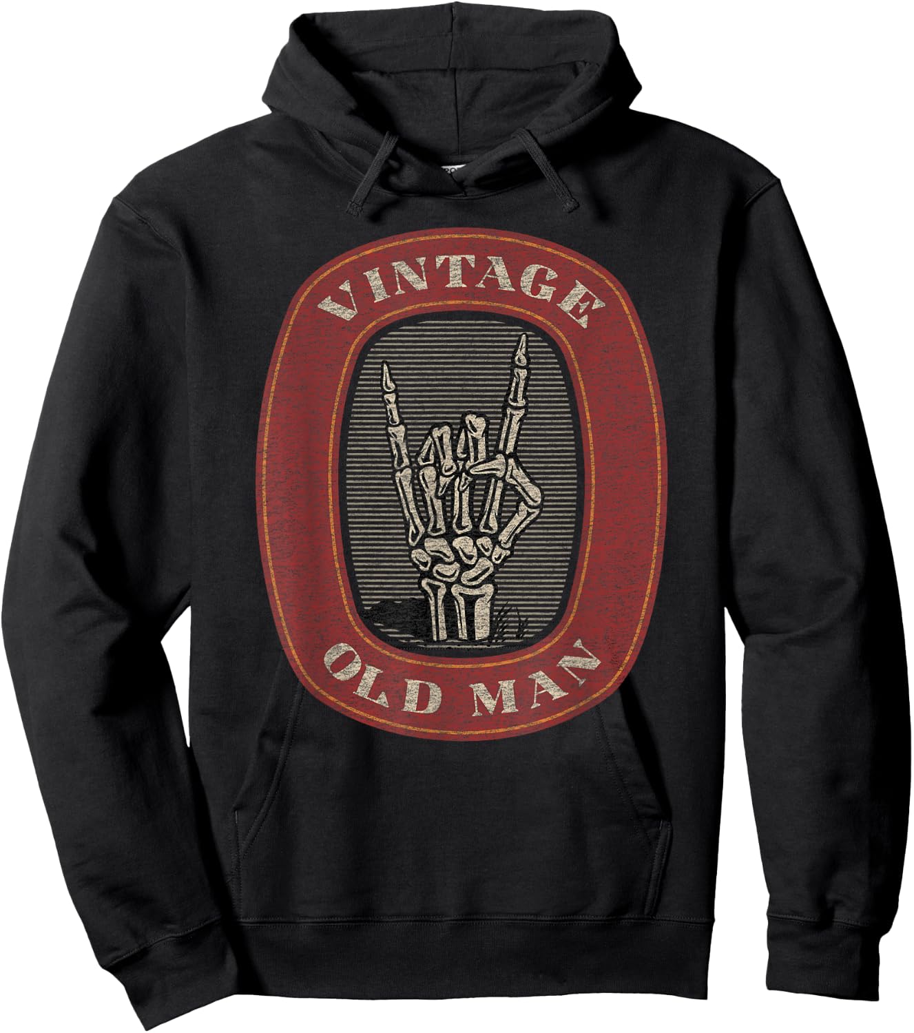Funny Old Man Guy Vintage Graphic Skeleton Hand Hoodie - Hoodie | Black