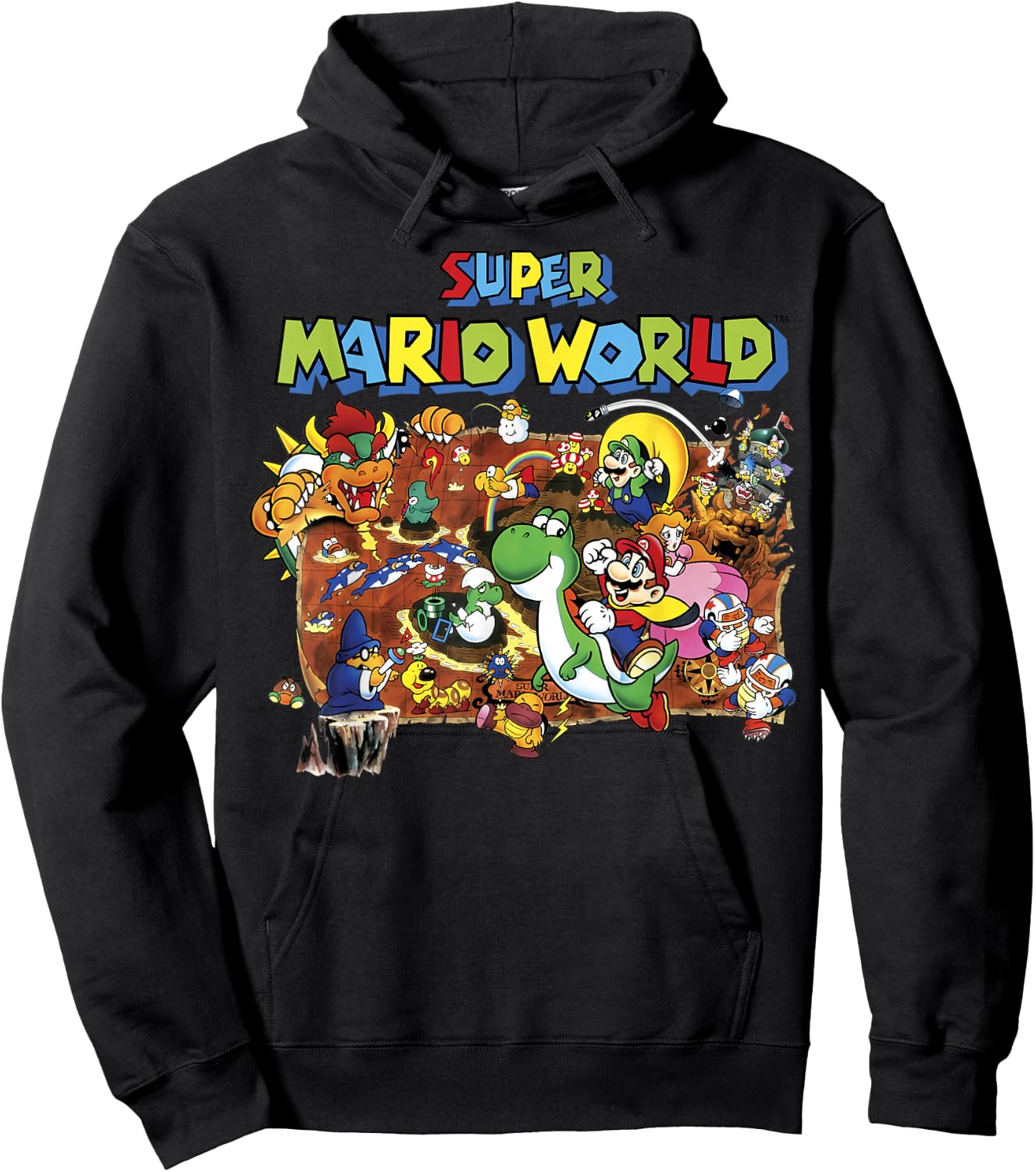 Super Mario World Retro Map Graphic Hoodie - Hoodie | Black