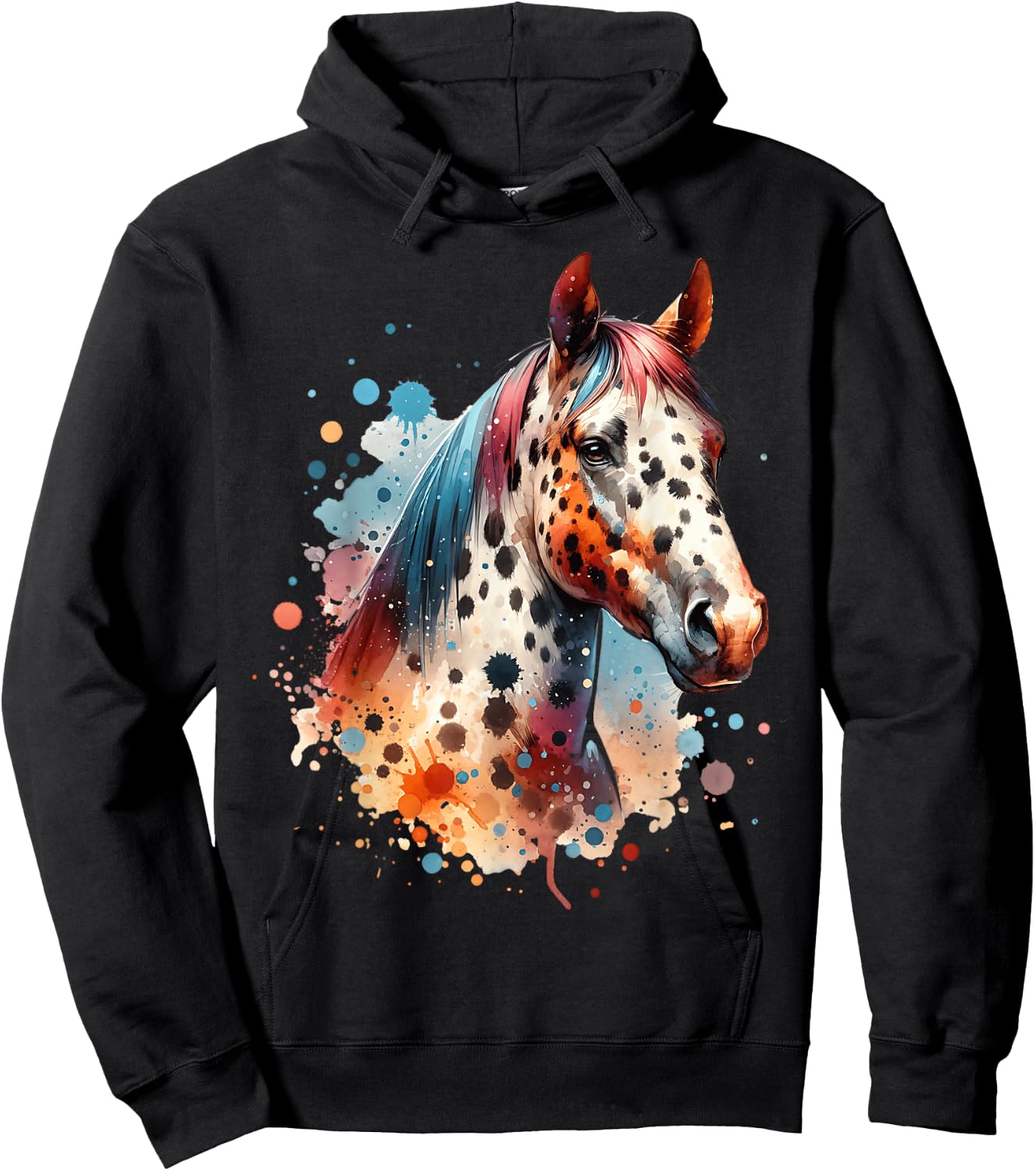 Appaloosa Motif -Adults Appaloosa Horse Black Small Short Sleeve Hoodie - Hoodie | Black