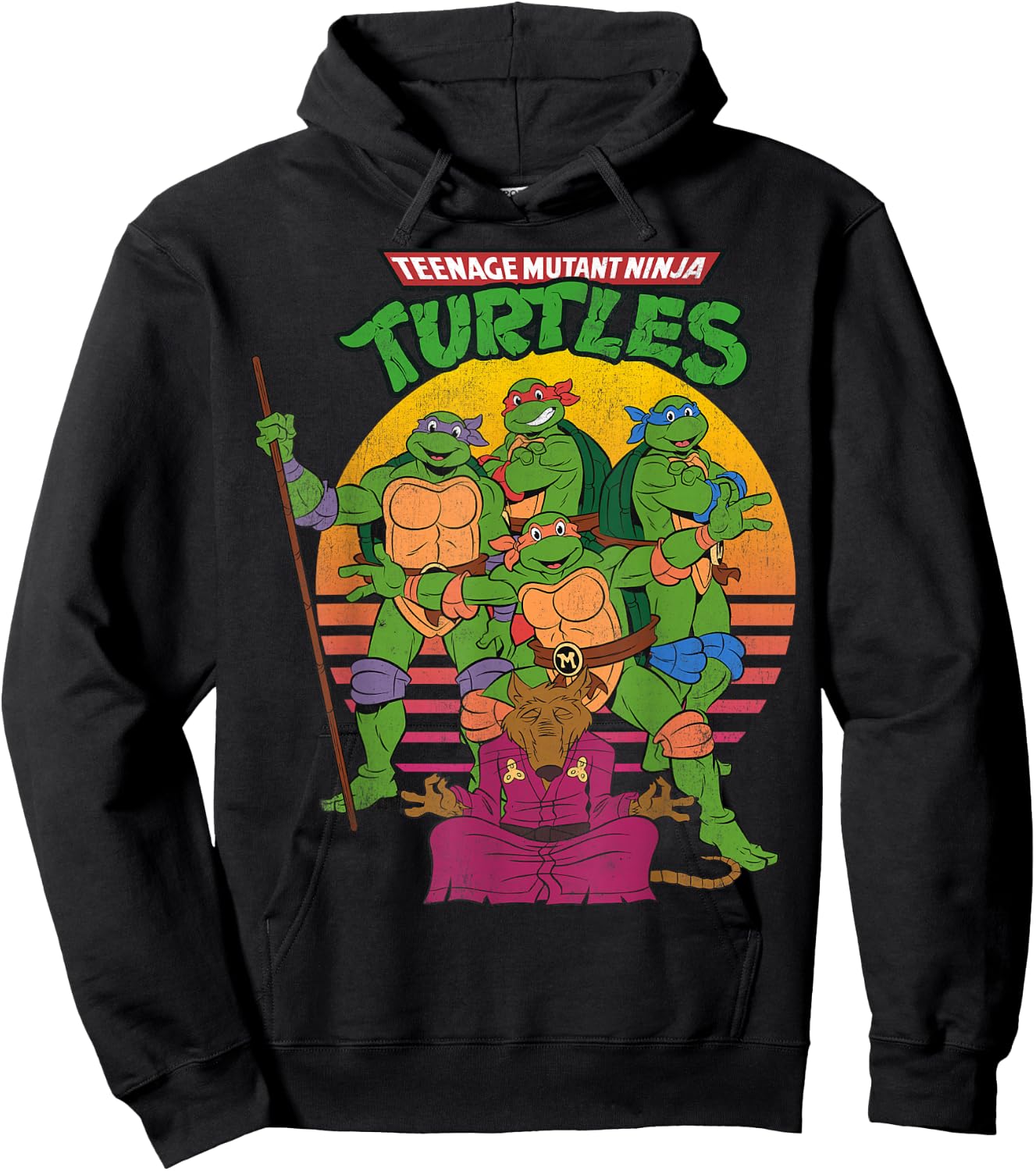 Teenage Mutant Ninja Turtles Retro Sun Group -Shirt Hoodie - Hoodie | Black