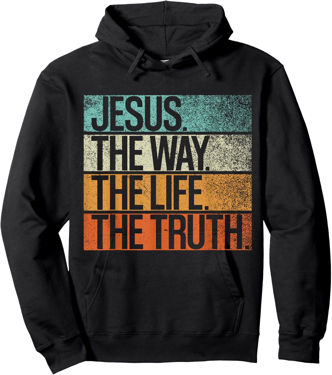 Retro Jesus, Way. Truth. Life. Vintage Christian Shirt Hoodie - Hoodie | Black