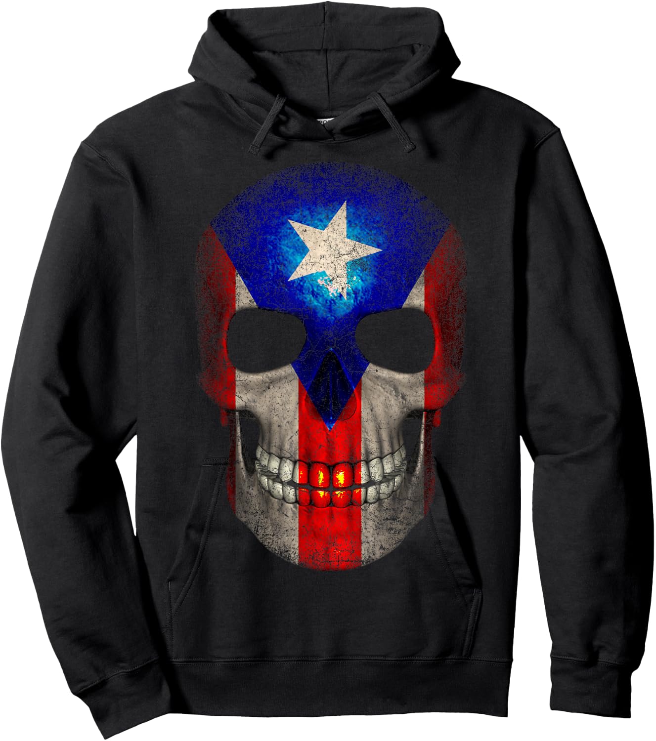 Puerto Rico T Shirt Skull Men Women Kids Vintage Novelty Hoodie - Hoodie | Black