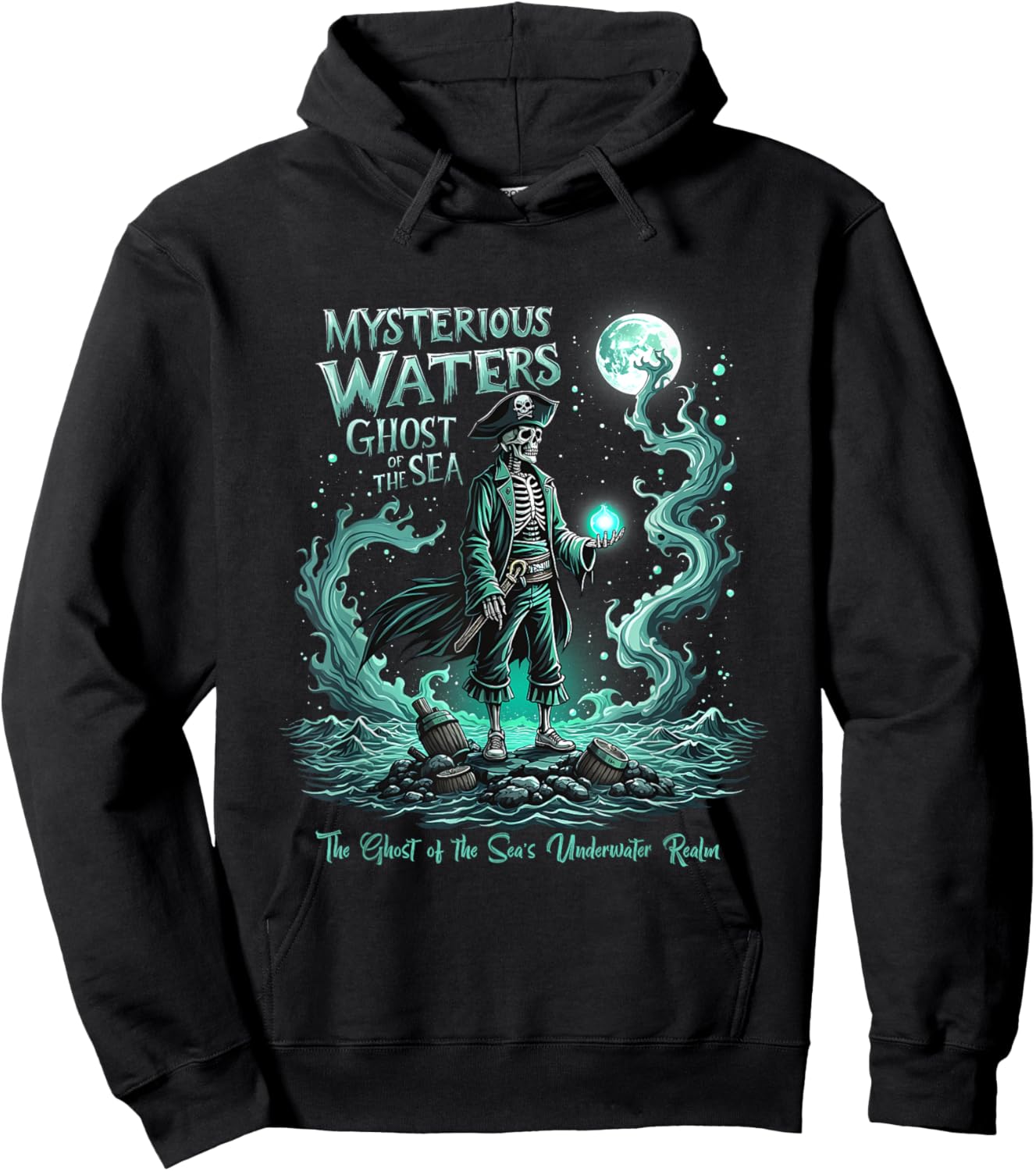 Mysterious Waters Ghost of the Sea Spooky Pirate Graphic Hoodie - Hoodie | Black