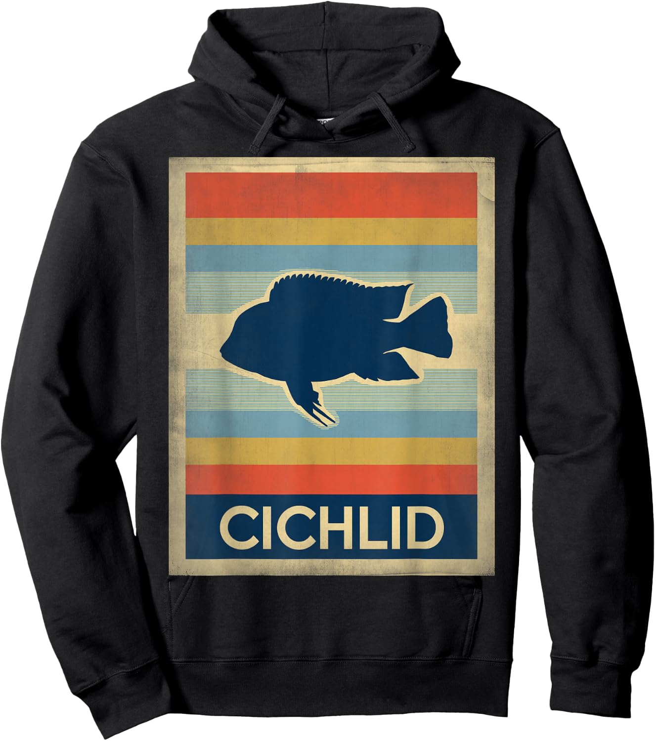 Vintage Style Cichlid Fish Lovers Hoodie - Hoodie | Black