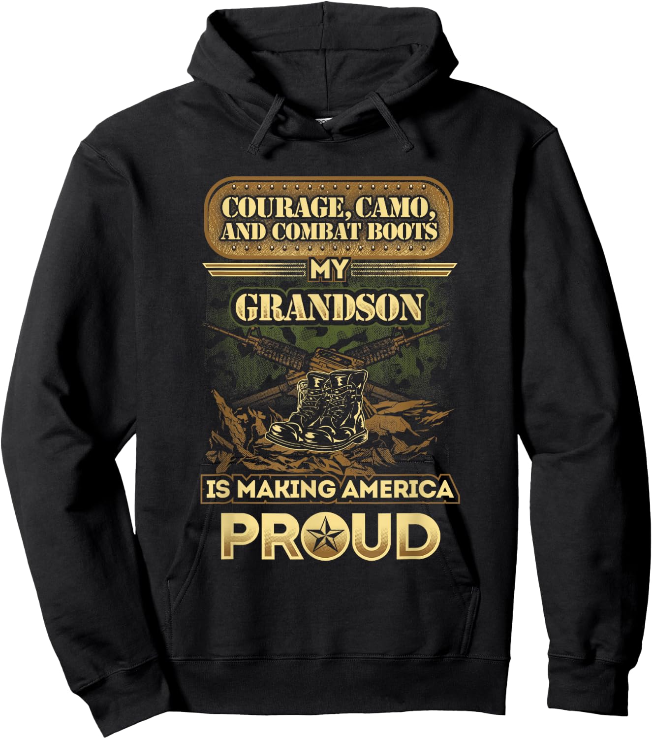 My Grandson is A Soldier - Proud Military Grandparent Hoodie - Hoodie | Black