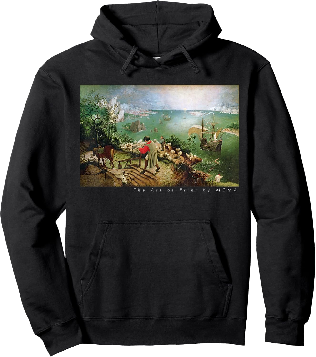 Landscape with the Fall of Icarus, Fine Art Print Graphic Hoodie - Hoodie | Black