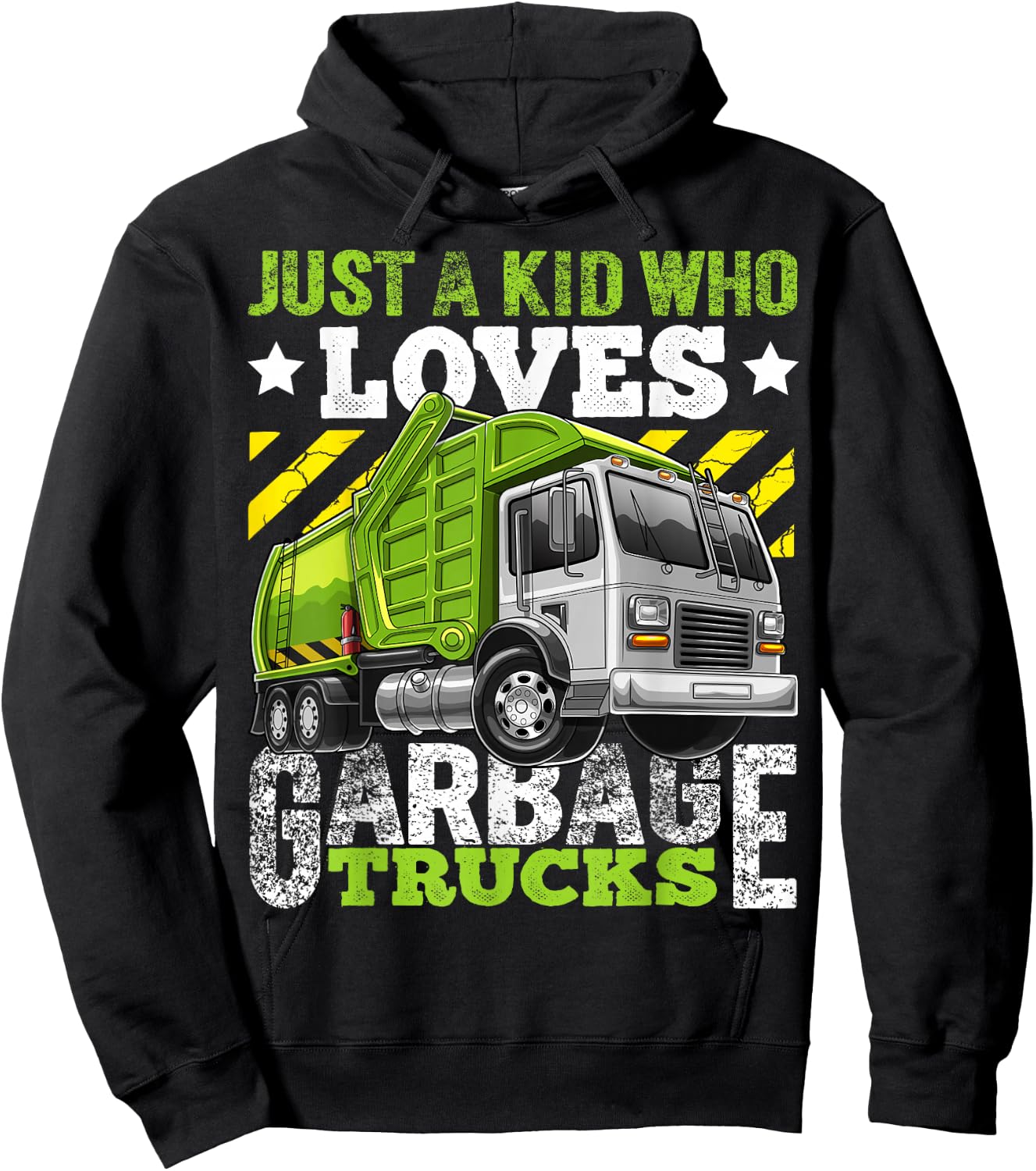 Just a Kid Who Loves Garbage Trucks Funny Gift Boys Hoodie - Hoodie | Black