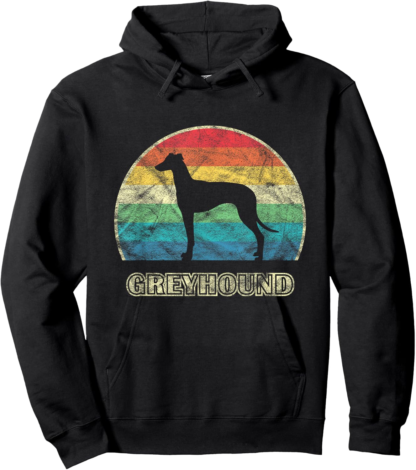 Greyhound Vintage Style Dog Hoodie - Hoodie | Black
