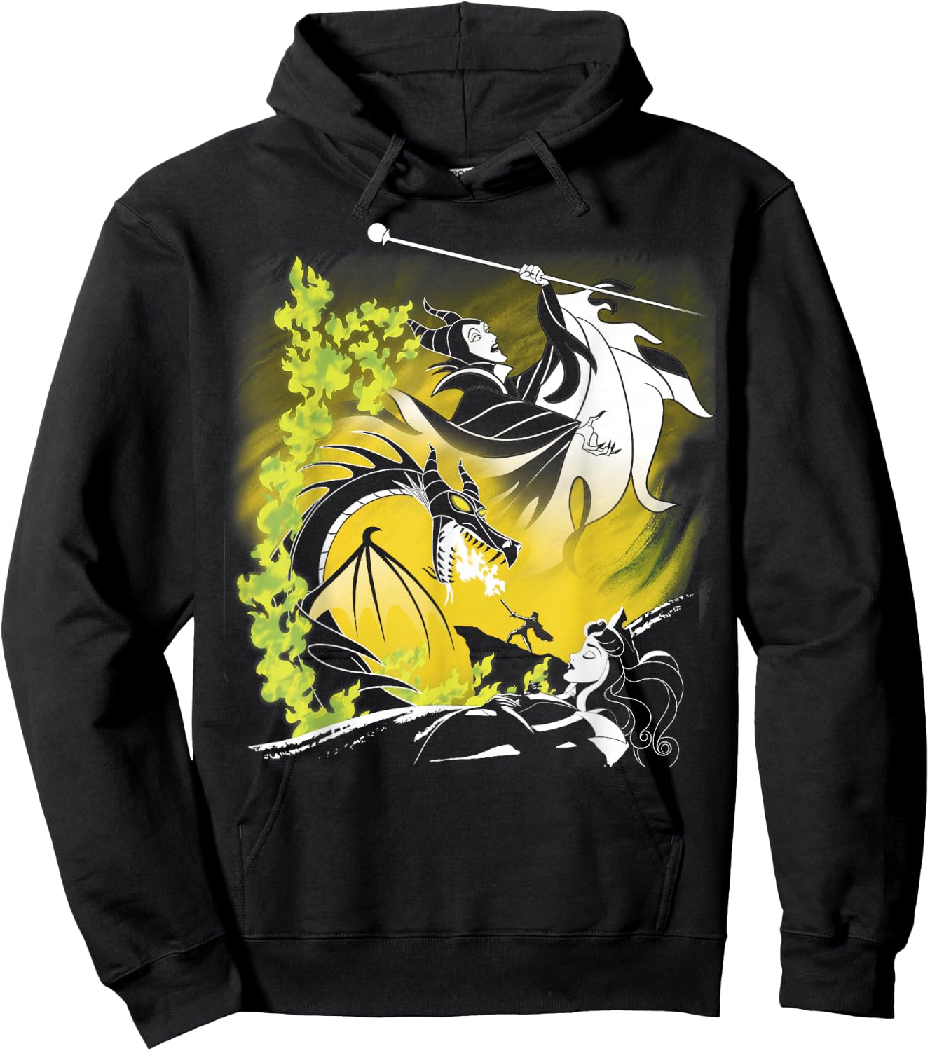 Disney Sleeping Beauty Witch Dragon Fire Graphic Hoodie - Hoodie | Black