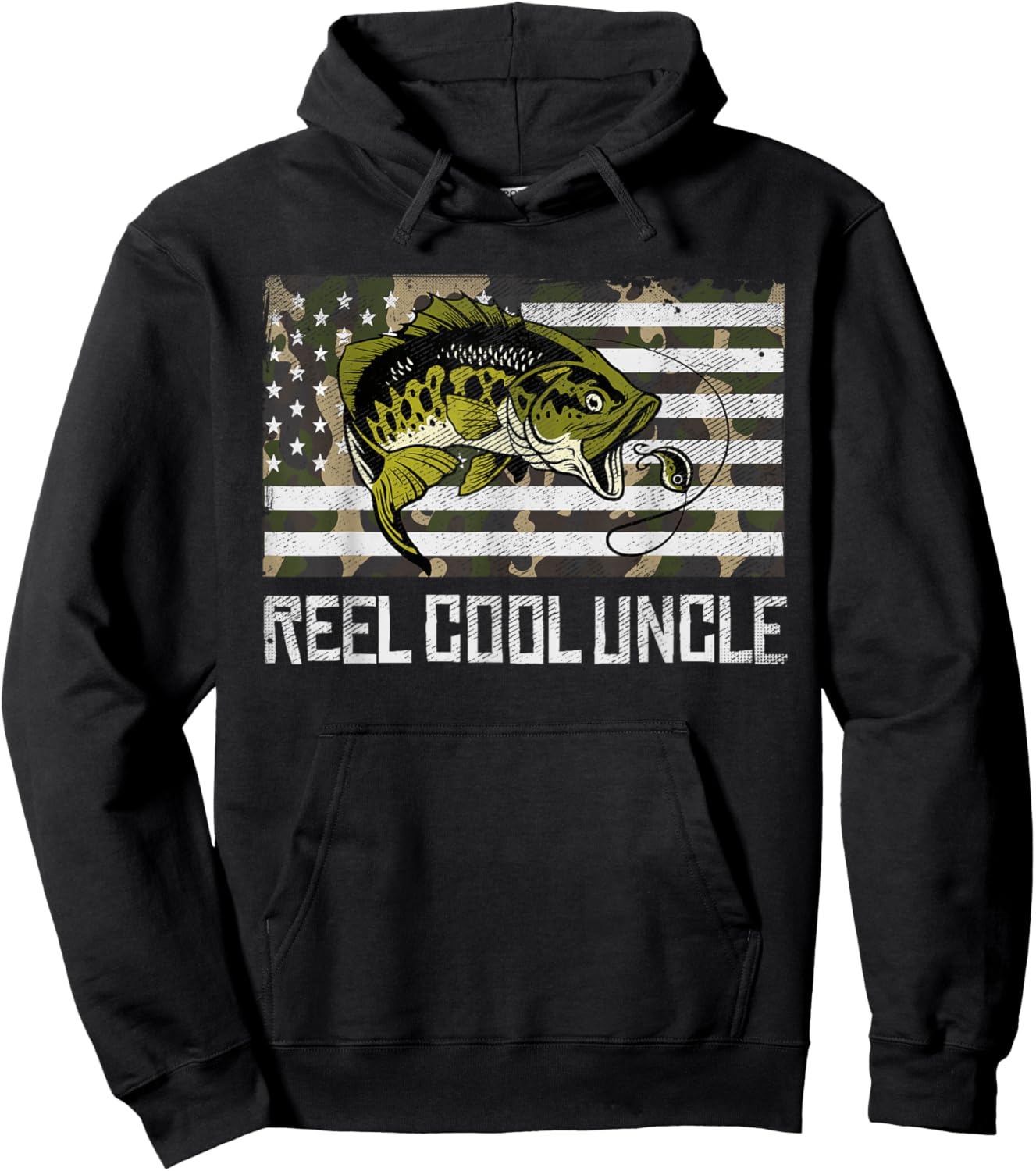Reel Cool UNCLE Fishing Fisherman Fish Lover Father's Day Hoodie - Hoodie | Black