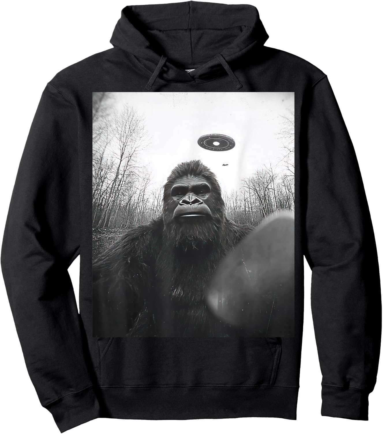 Funny graphic Sasquatch BigFoot UFO Alien Funny weird Hoodie - Hoodie | Black