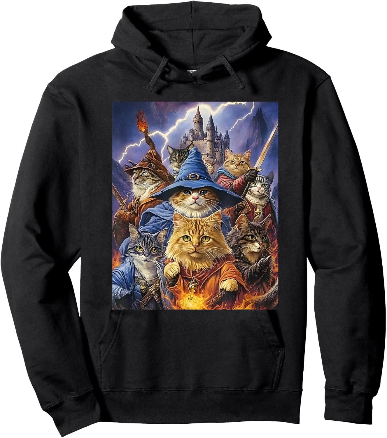 Fantasy Feline Wizard Cats Hoodie - Hoodie | Black