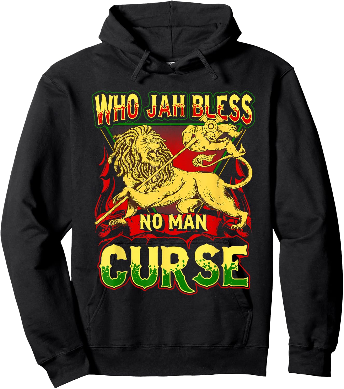 Who Jah Bless No Man Curse Shirt Rastafarian Lion Hoodie - Hoodie | Black