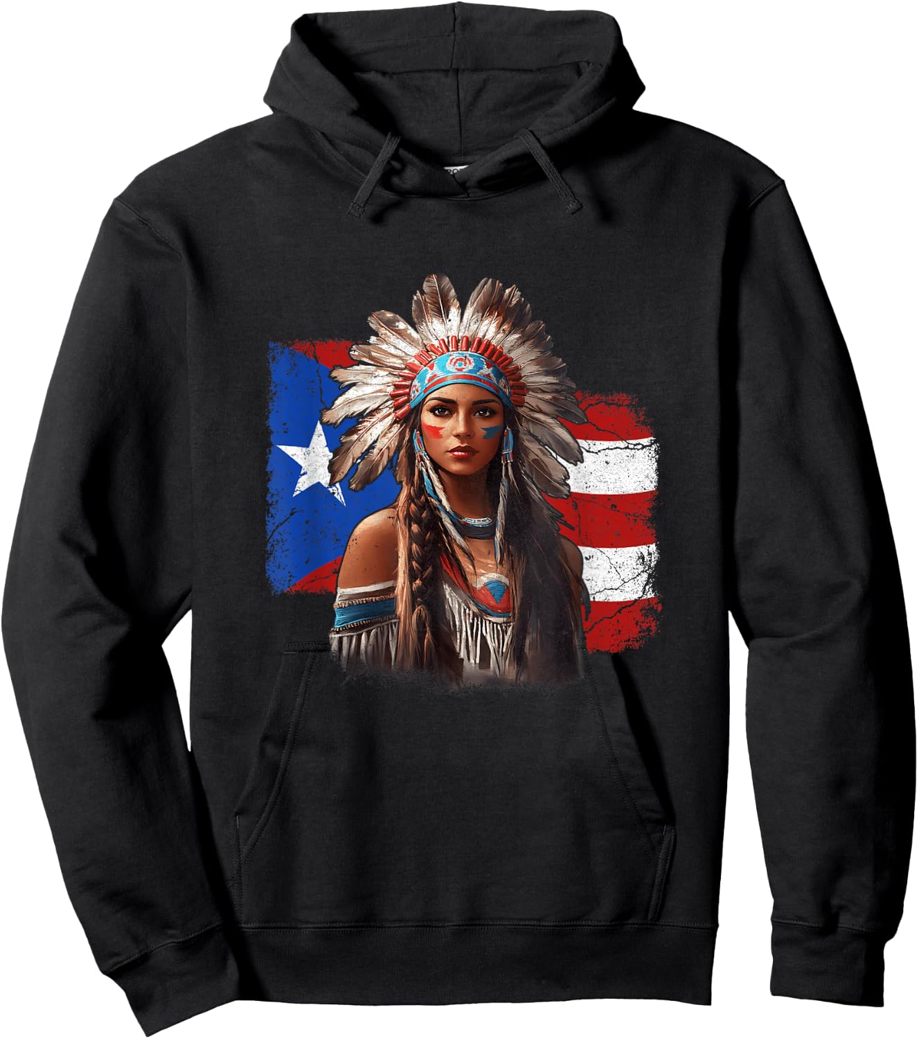 Taino Woman Puerto Rican Flag Indigenous Caribbean Women Hoodie - Hoodie | Black