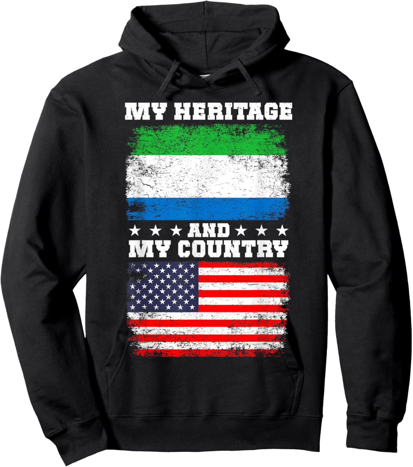Sierra Leonean Heritage American Outfit US Sierra Leone Flag Hoodie - Hoodie | Black
