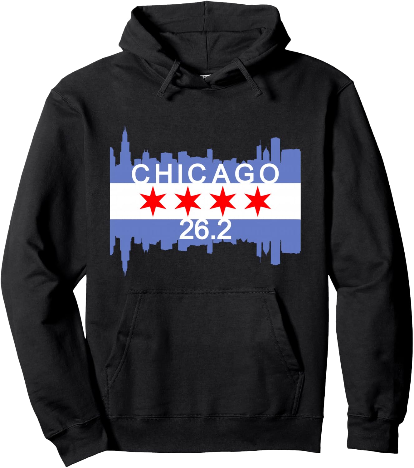 26.2 Mile Marathon Runner Chicago Flag Running Race Gift Hoodie - Hoodie | Black