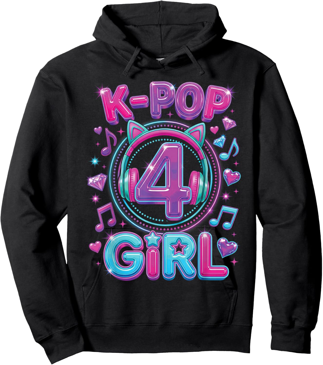 K-Pop 4th Birthday Girls 4 Year Old Girl Hoodie - Hoodie | Black