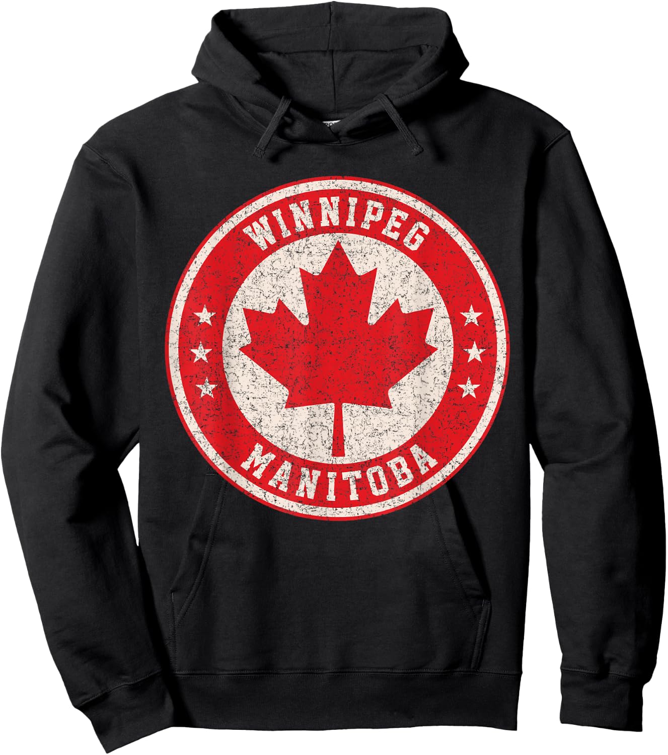 Winnipeg Manitoba Canada Maple Leaf Sign Distressed Print Hoodie - Hoodie | Black