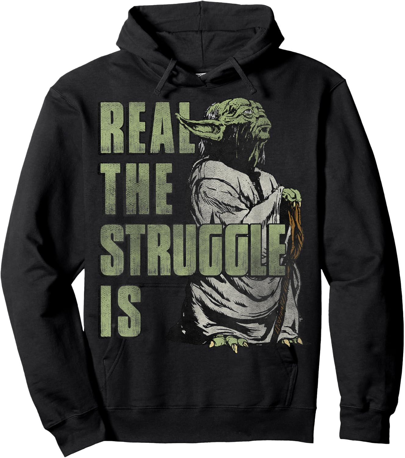 Star Wars Yoda Real The Struggle Is Graphic Hoodie - Hoodie | Black