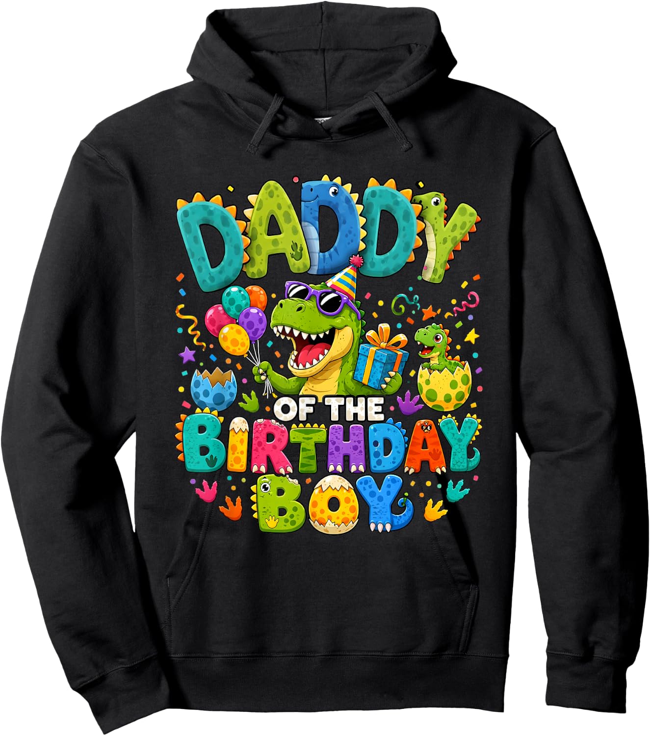 Father Daddy of The Birthday Boy Dinosaur T-Rex Hoodie - Hoodie | Black