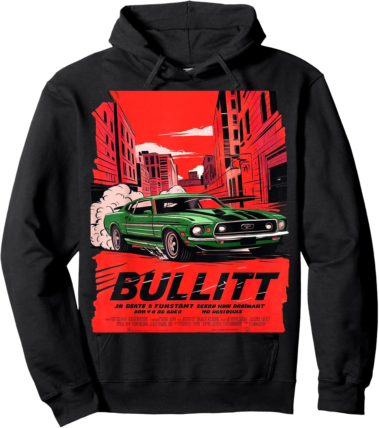 The movie Bullitt muscle car illustration Hoodie - Hoodie | Black
