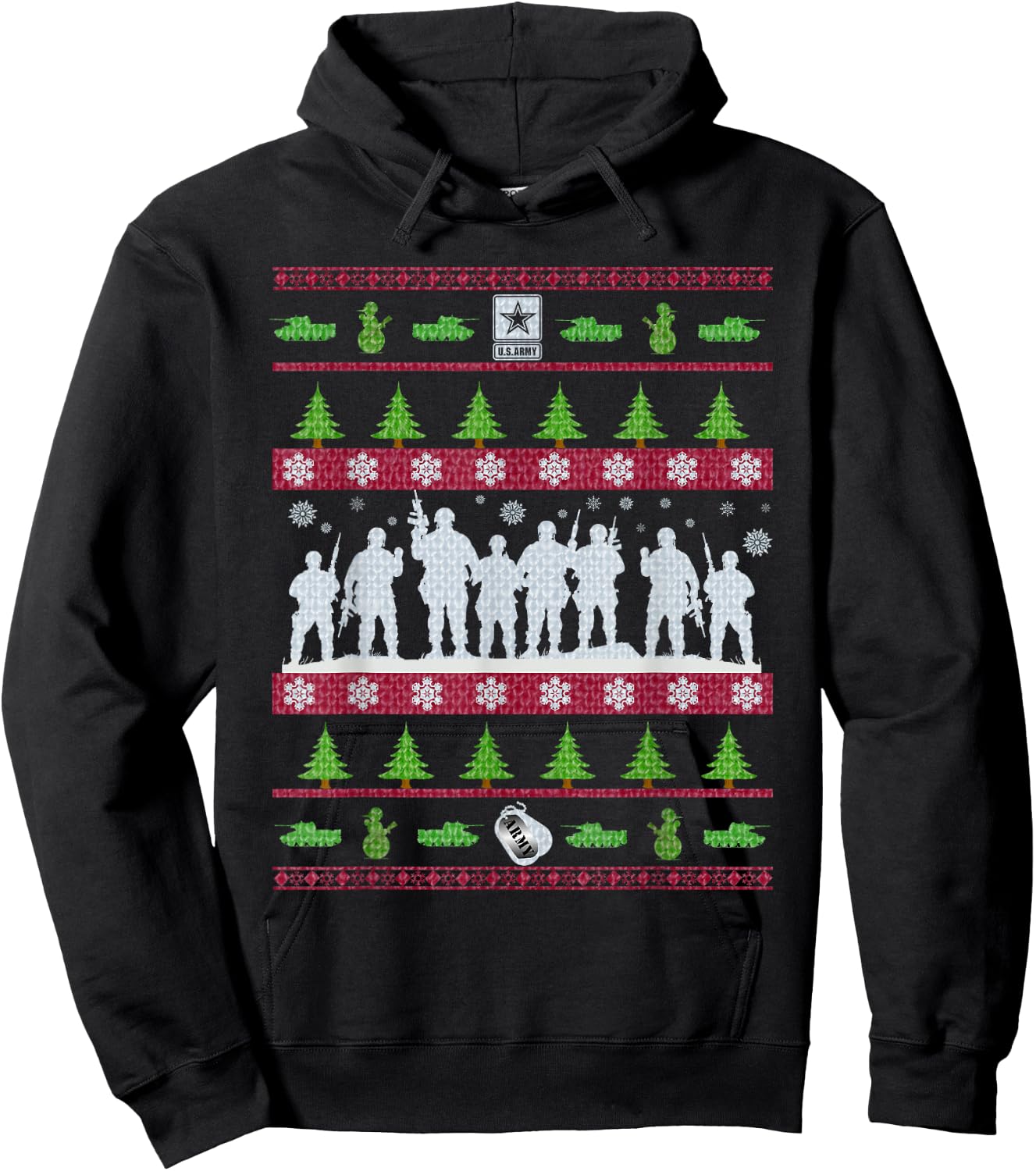 US Army Ugly Christmas Sweater Military Hoodie - Hoodie | Black